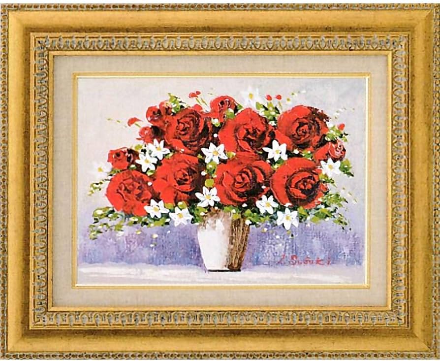 油絵、F4号額入り、薔薇の花 油絵、F4号額入り、薔薇の花 油絵、F4号