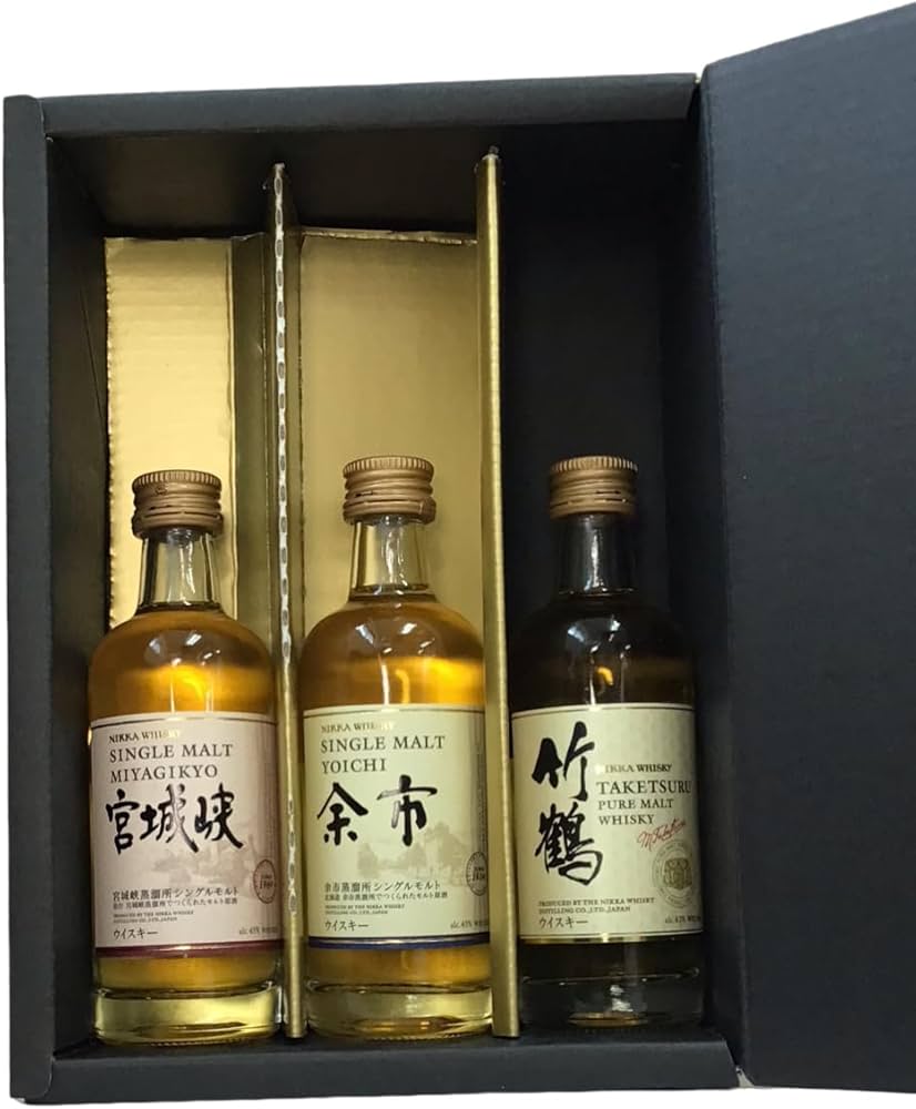 Amazon.co.jp: 特撰酒箱入り ニッカ ウイスキー 宮城峡 余市 竹鶴 ミニ