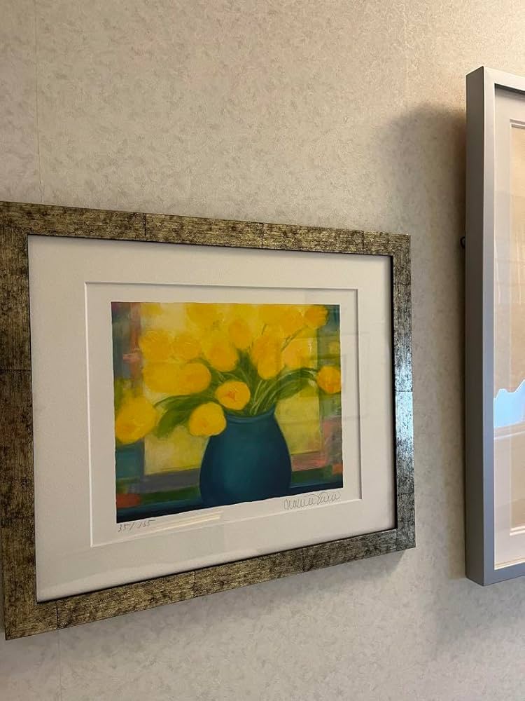 Amazon.co.jp: ジニーキム 限定版画 額入緑の花瓶のチューリップ