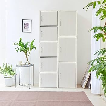 Amazon｜白井産業 収納棚 ラック ストッカー 5段の扉付き収納 同