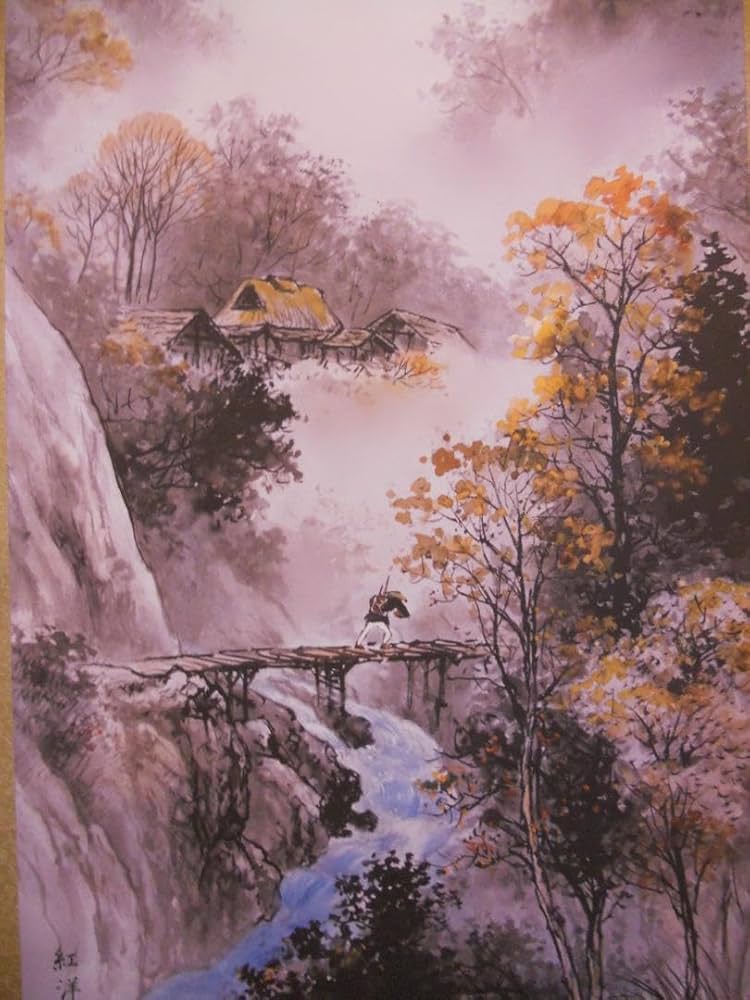 掛け軸 春江 田園風景 絹本 希少 軸装 茶道具 掛軸 美品 です。 掛け軸