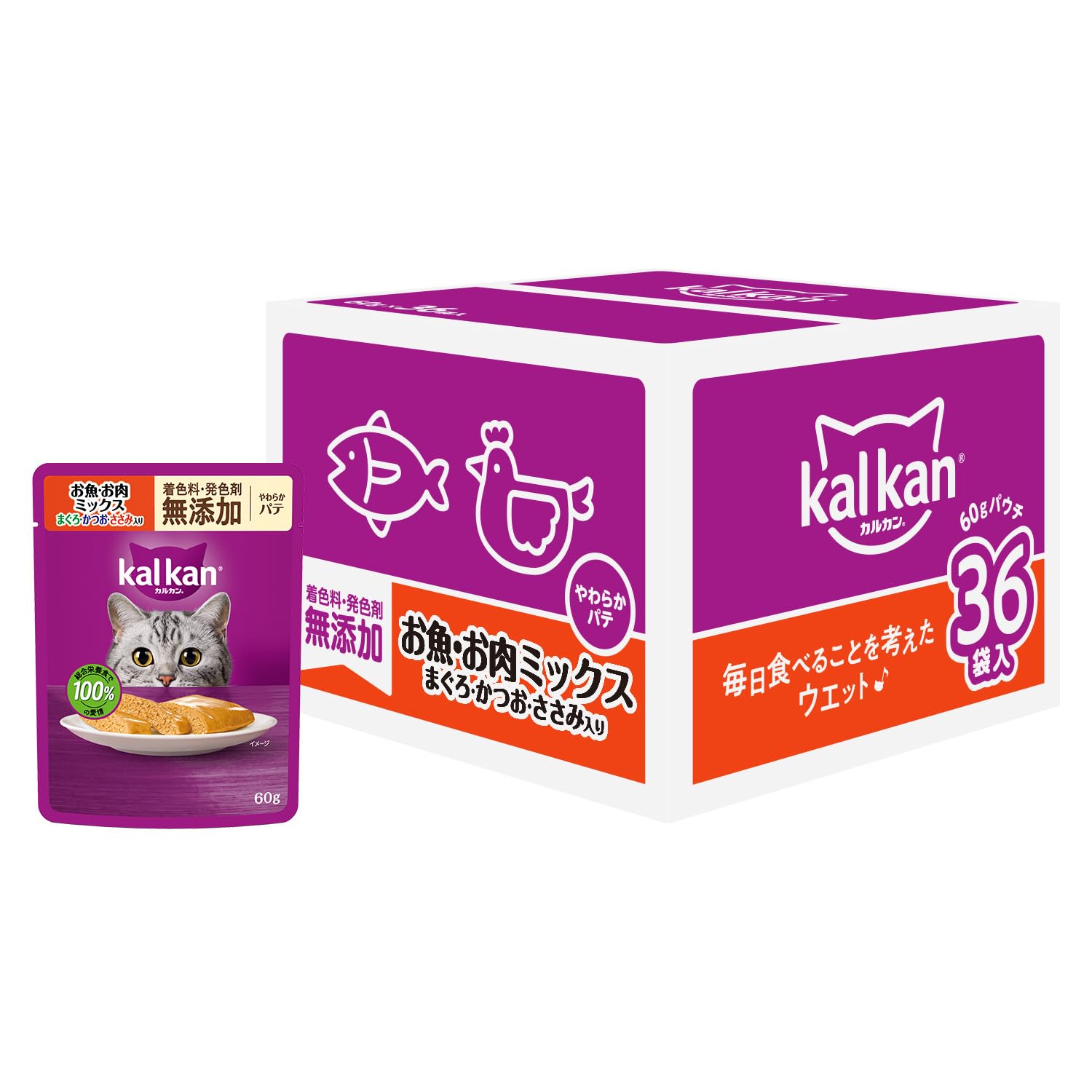 Amazon.co.jp: カルカン パウチ パテ 1歳から 60g×36袋 着色料・発色剤