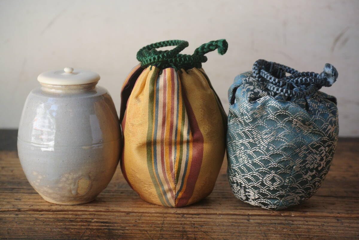 十四代 朝日豊斎 鹿背柑子形 茶入 共箱 仕覆付