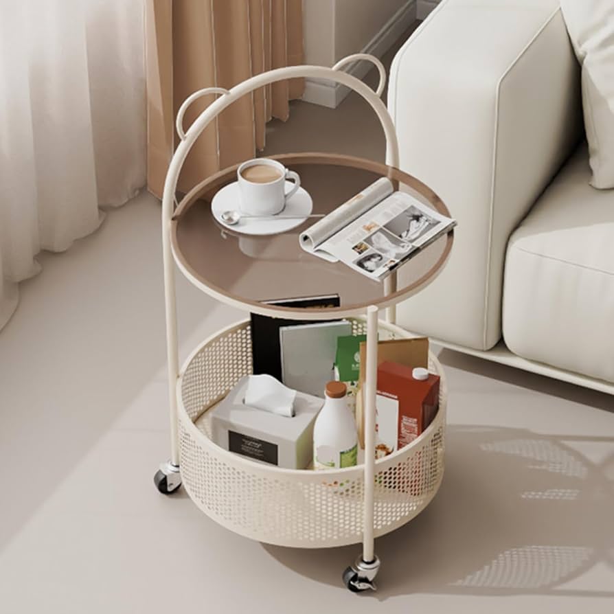 IKEA サイドテーブル ワゴン LUBBAN ルッバン ワゴンテーブル, 籐