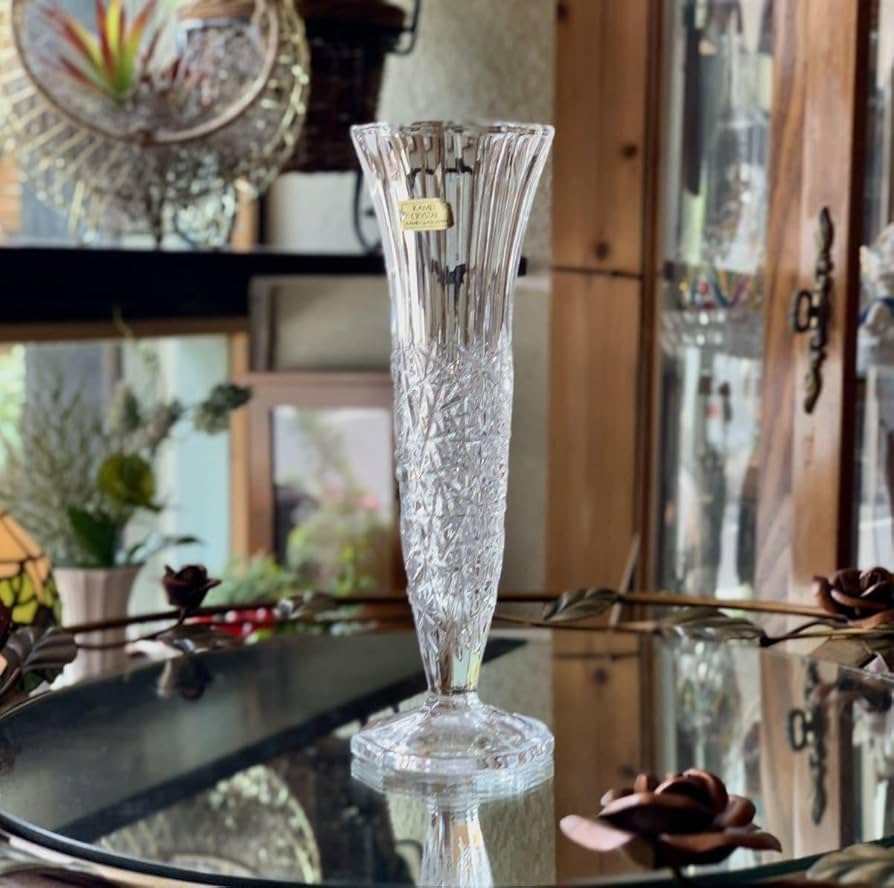 各務クリスタル フラワーベース 花瓶 カガミクリスタル・江戸切子