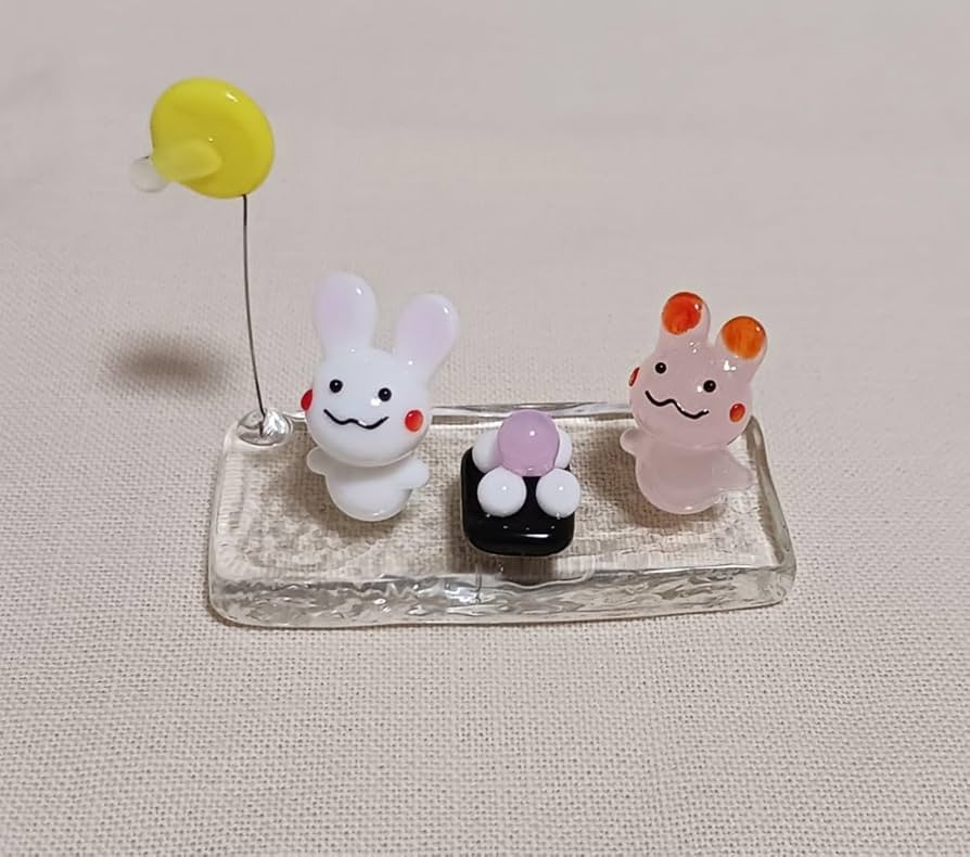 Amazon.co.jp: ミニチュアガラス細工 お月見 うさぎ 月見団子 お月さま