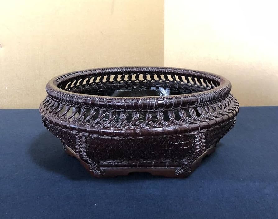 未使用 茶道具 唐物写六角 炭斗 炭入 元箱 未使用 茶道具 唐物写六角