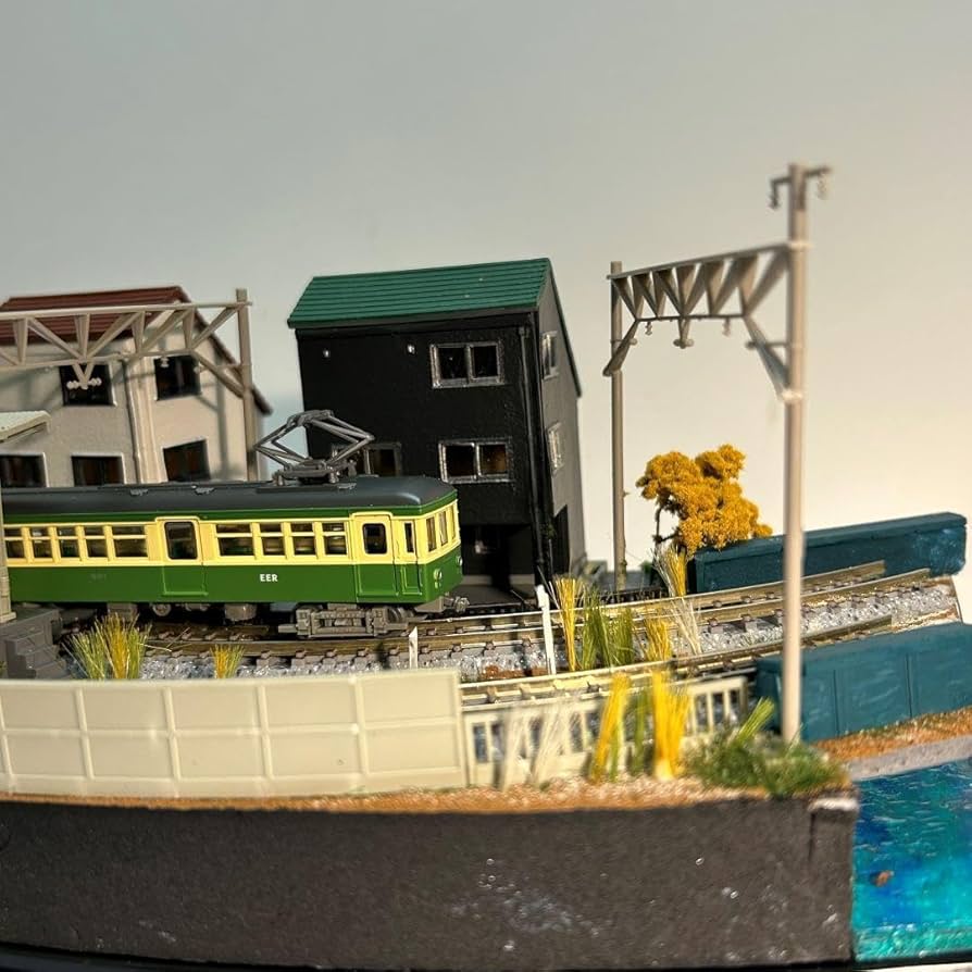 江ノ電 七里ヶ浜 行合川鉄橋 鉄道ジオラマ 展示台 ジオコレ 鉄橋模型 n