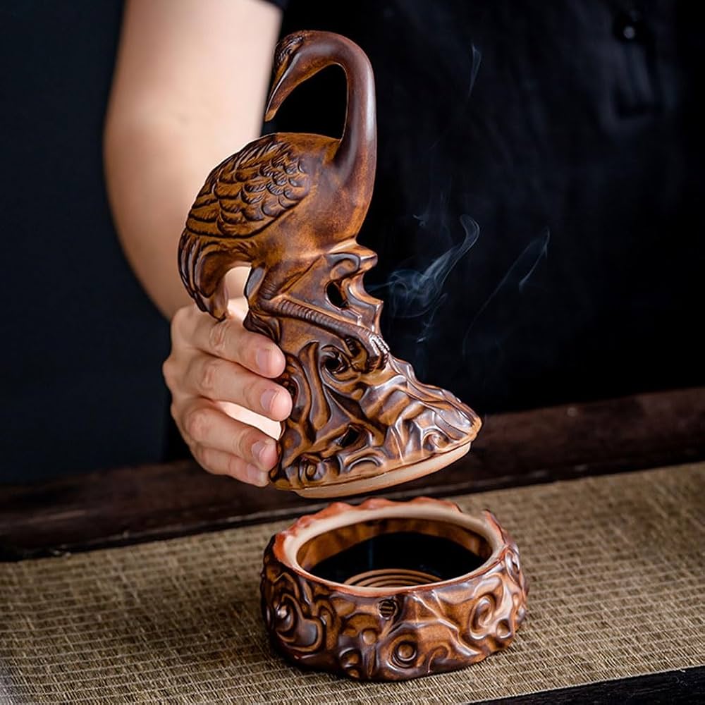 銅製 梅花狐香炉 吉祥九尾狐 茶室禅意薫香炉 装飾品 工芸