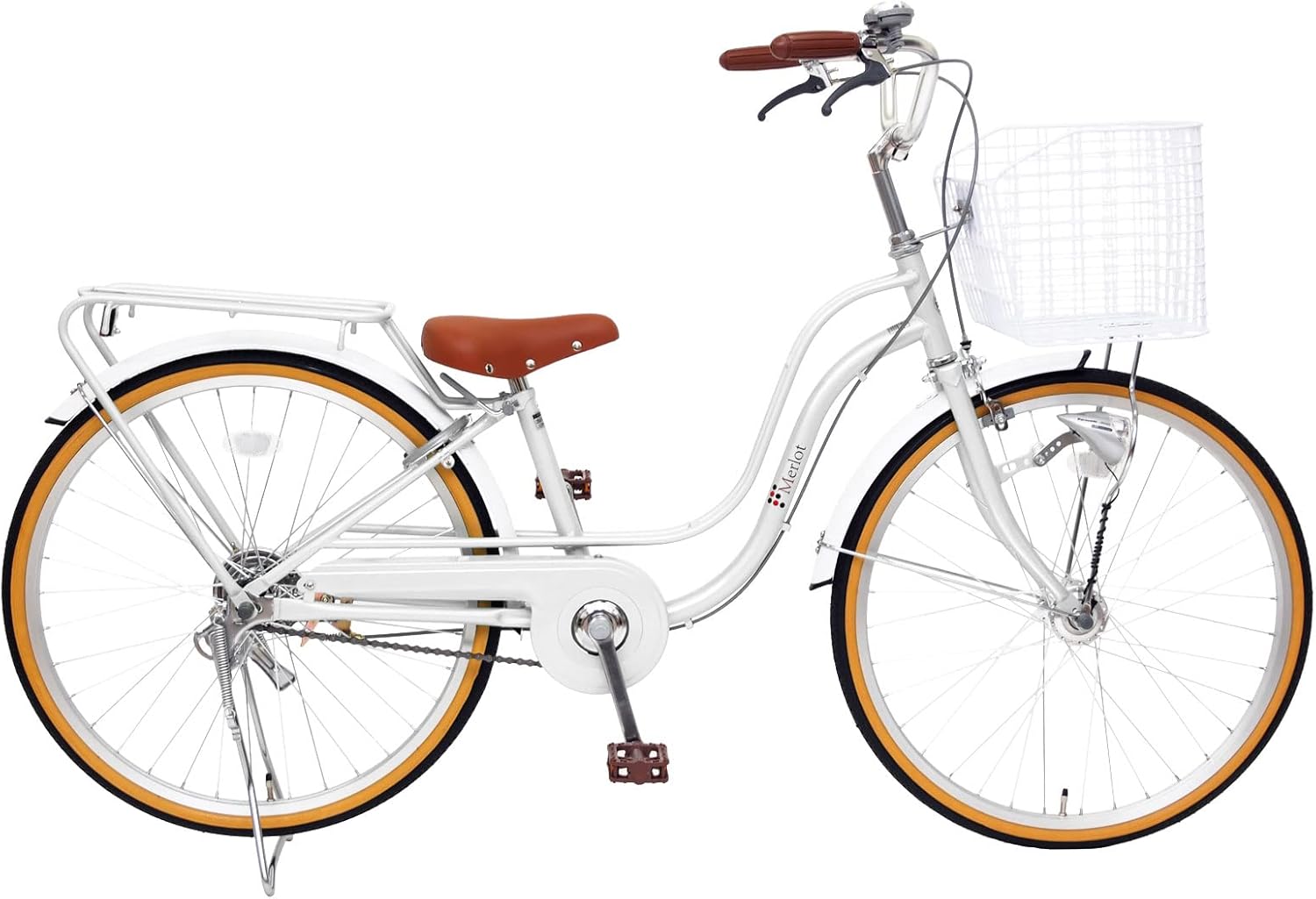 HACCHI 子供用自転車 クリーム色 前カゴ付き 機能もデザインも優秀な