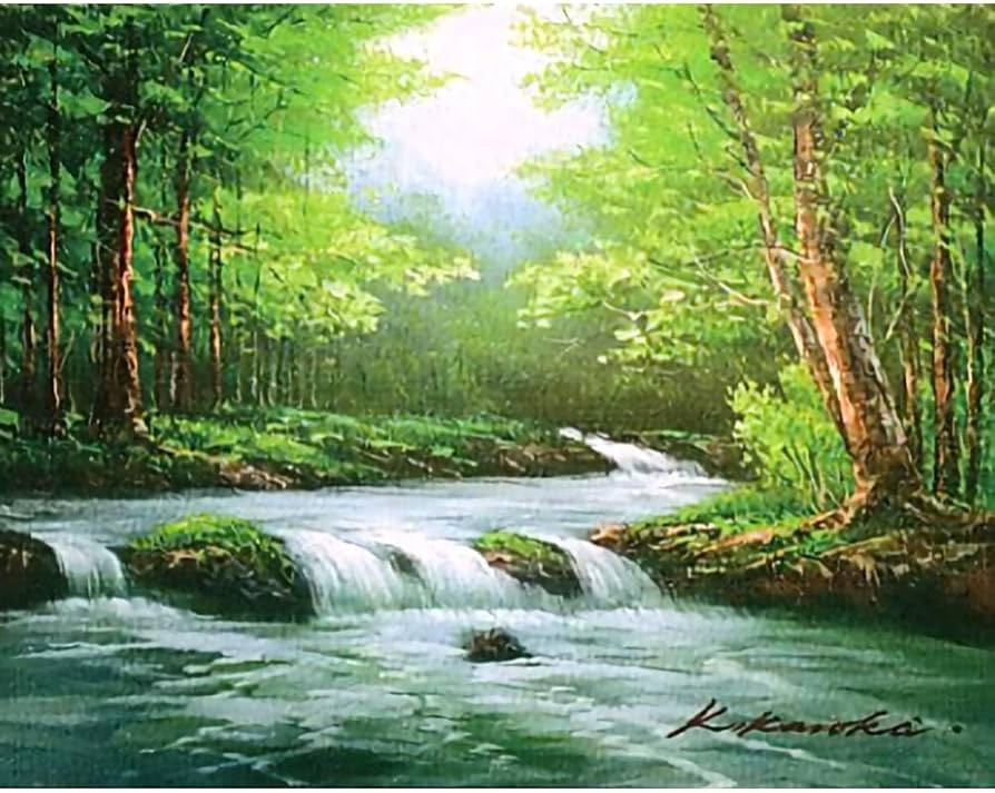 水墨画 風景画 木製フレーム付き 水墨画 風景画 木製フレーム付き