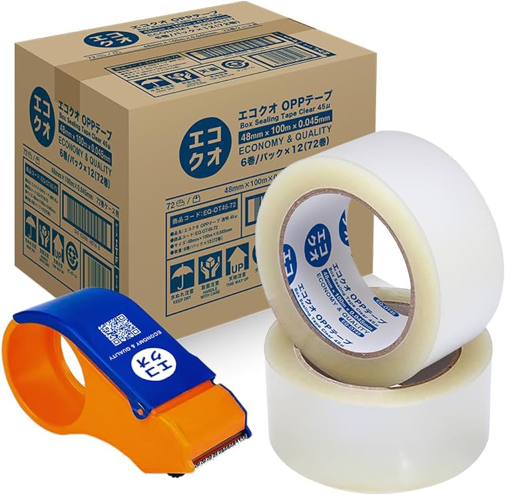 Amazon.co.jp: エコクオ OPPテープ 梱包用テープ 48mm幅 100m巻 72巻入