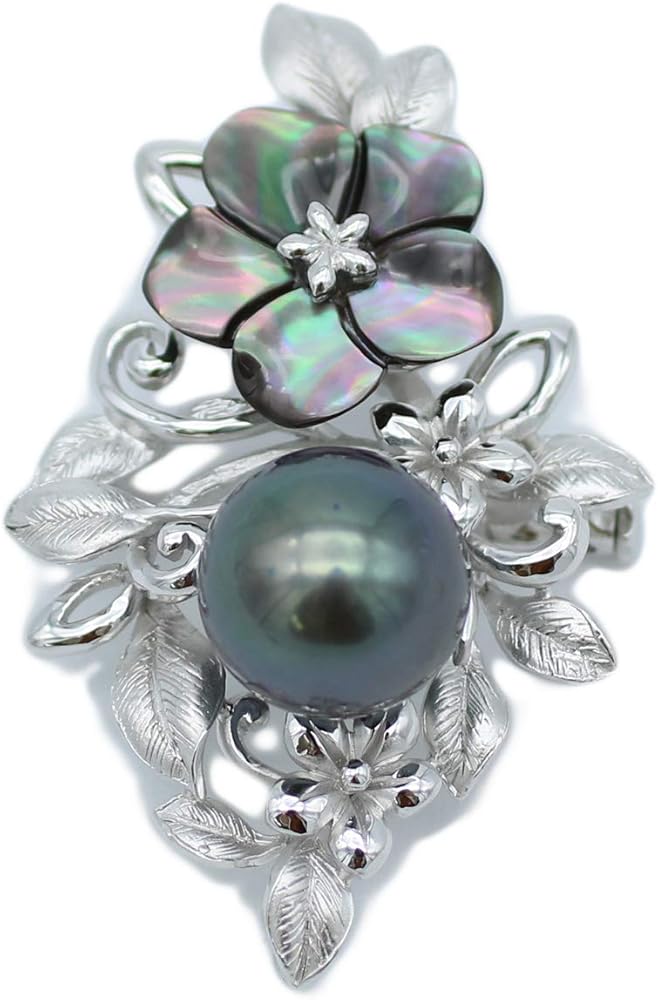 Amazon | 真珠 パール ブローチ 黒蝶真珠 パールブローチ 11mm-12mm 黒