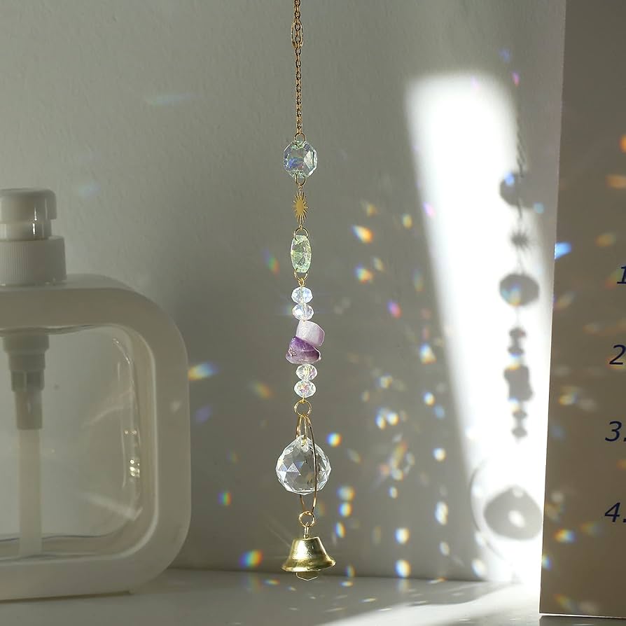 Amazon.co.jp: TENGFENG 天然水晶付きサンキャッチャー アメジスト