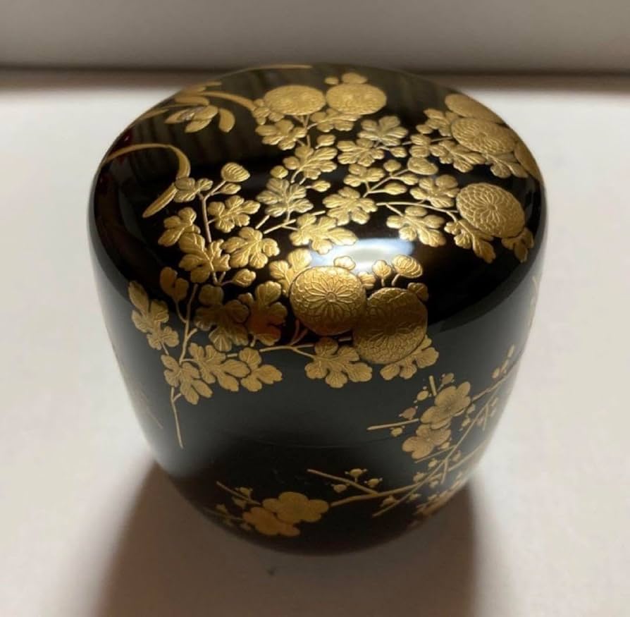 Amazon.co.jp: 蒔絵師 一瓢斎 盛蒔絵 四君子 棗 内銀 共箱 木製 茶道具