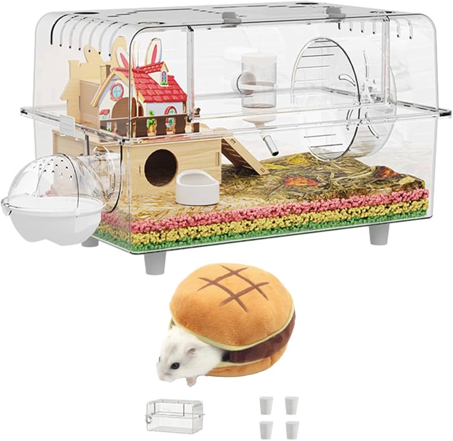 Amazon | ハムスター ケージ 大きい 60cm 透明 ルーミィ 仕切り 2階