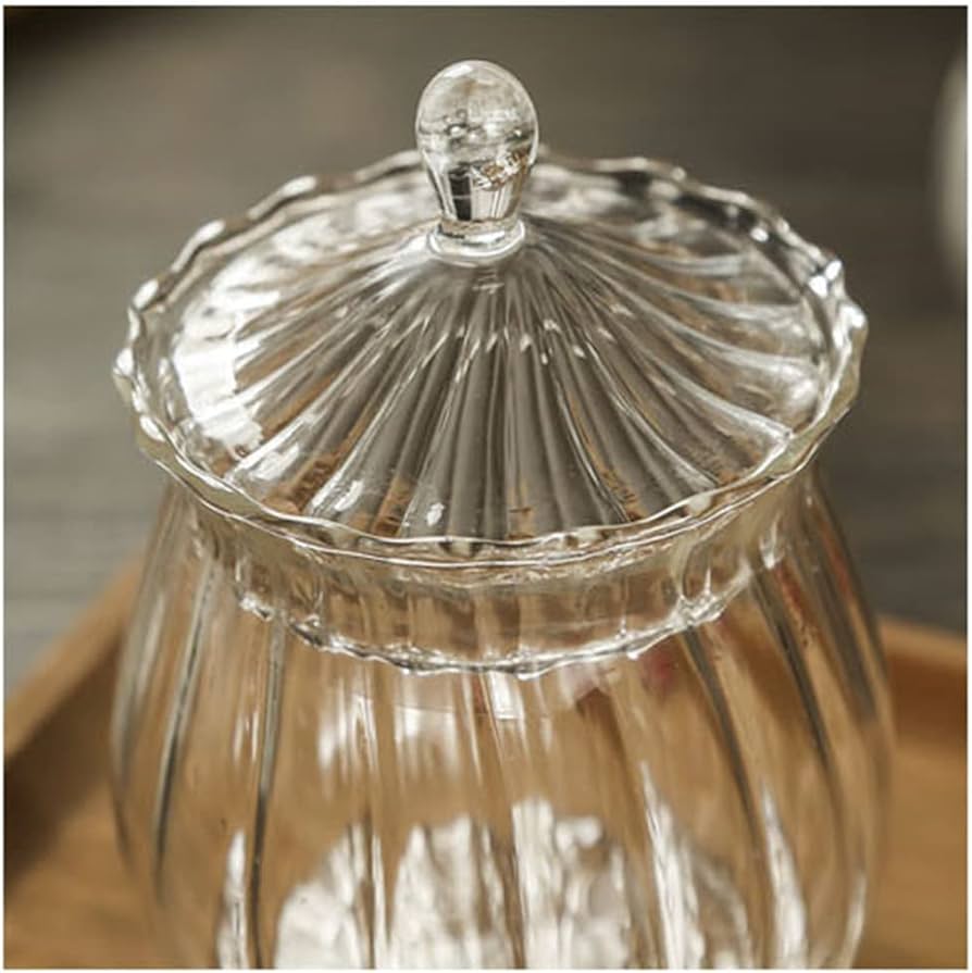 プレスガラス キャンディポット ボンボン入れ シュガーポット 蓋物