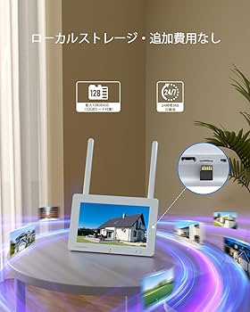 Amazon.co.jp: ワイヤレス防犯カメラ モニター付き 24時間録画 録画