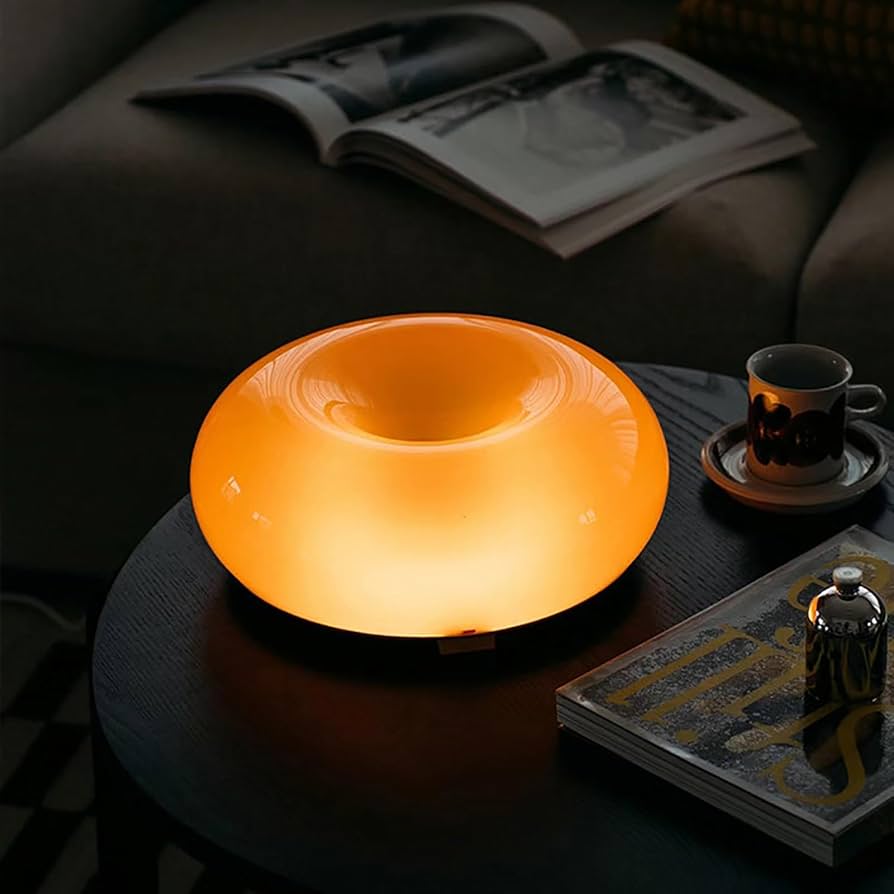 Amazon.co.jp : ナイトスタンド用ガラスベッドサイドランプ、オレンジ