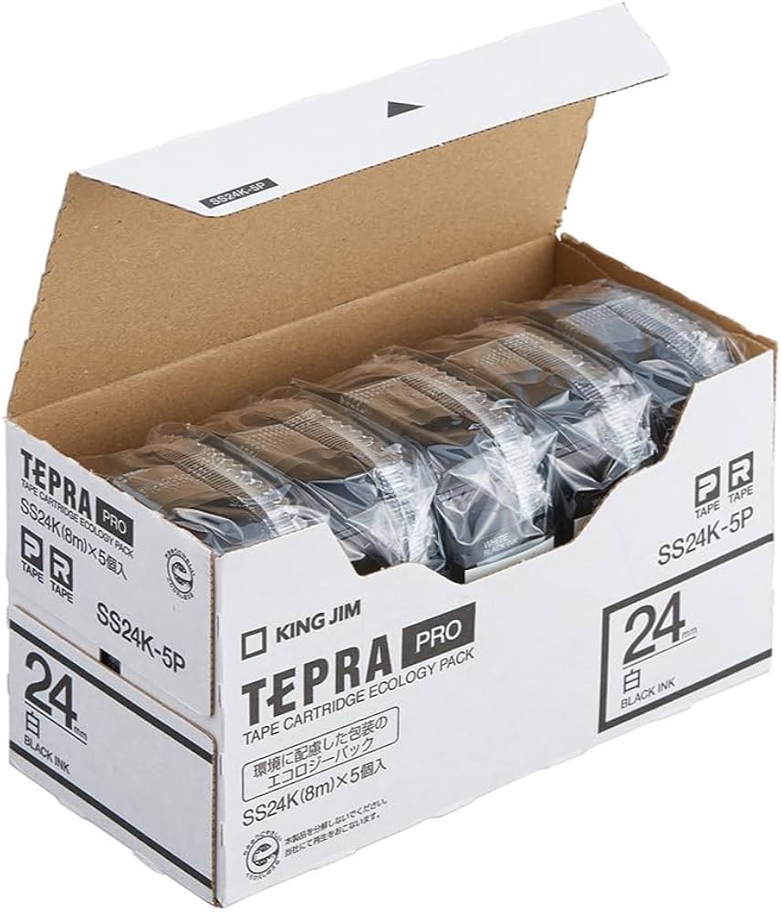 Amazon | キングジム(Kingjim) Pテープエコパック シロクロ24 白 SS24K