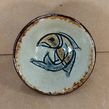 本物保証】金城次郎 魚紋角瓶 共箱 栞 人間国宝 壺屋焼 希少魚6匹 h24㎝