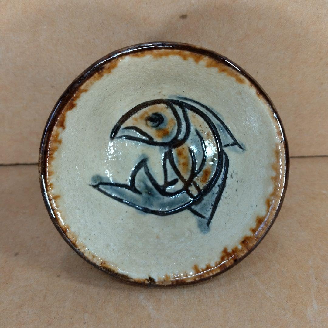 人間国宝 金城次郎 壷屋焼ぐい呑 栞 共箱 美品 やちむん 壺屋焼 人間