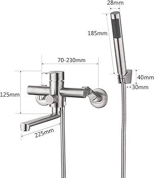 Amazon | Hefo 浴室水栓 セット浴室用 壁付 シングルレバー混合栓 節水