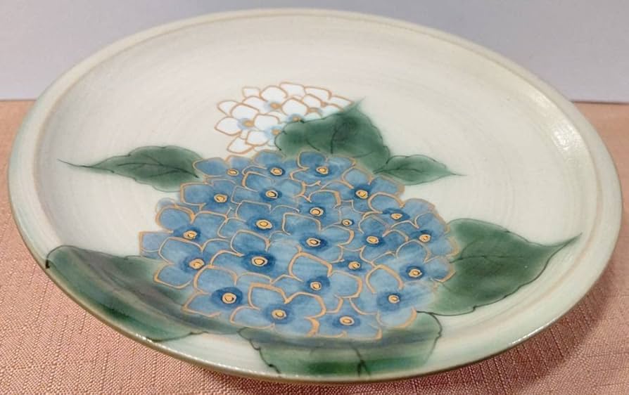陶あん陶葊あじさい紫陽花京焼清水焼金彩お鉢絵付け手書き皿