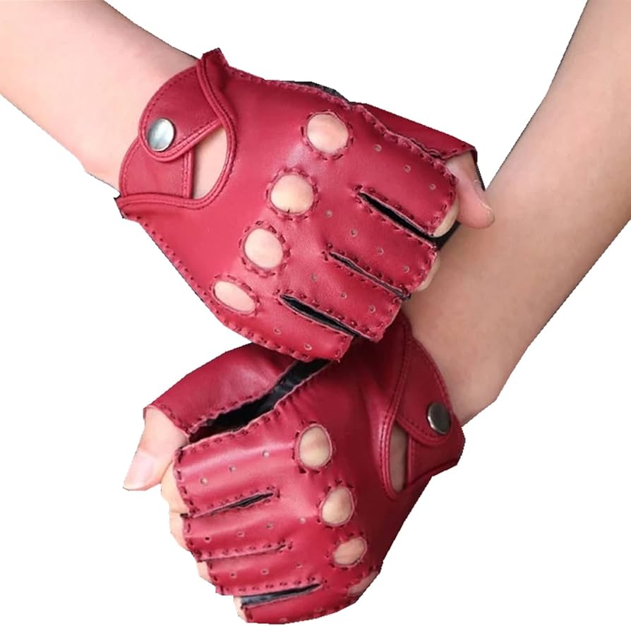 Amazon | メンズレザーフィンガーレスグローブ ファッションレザー