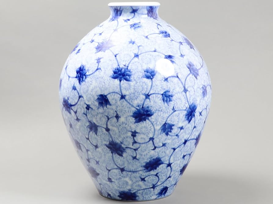 Amazon.co.jp: 深川製磁 唐草紋様 大花瓶 40cm 飾り壷 ろくろ師：村島