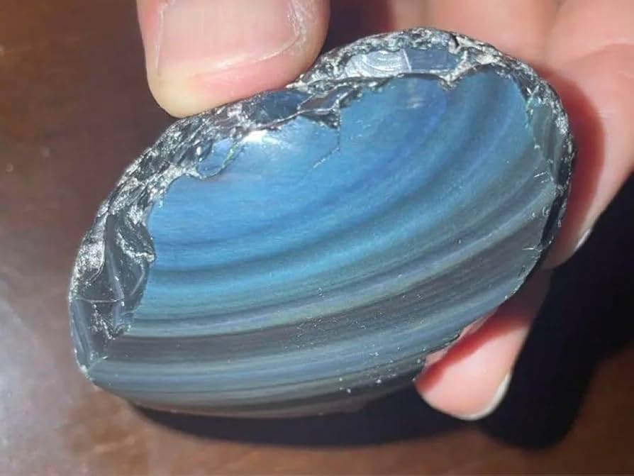 研磨品 十勝石玲瓏特級品 ブルーベースレインボーオブシディアン