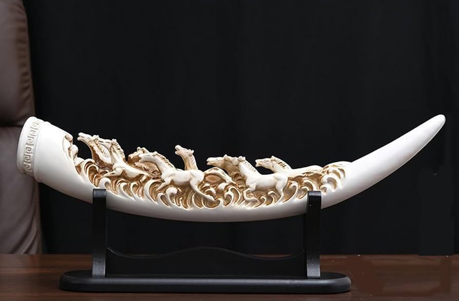 Amazon.co.jp: 置物 オブジェ 象牙風 樹脂製 彫刻 創造的な模造象牙