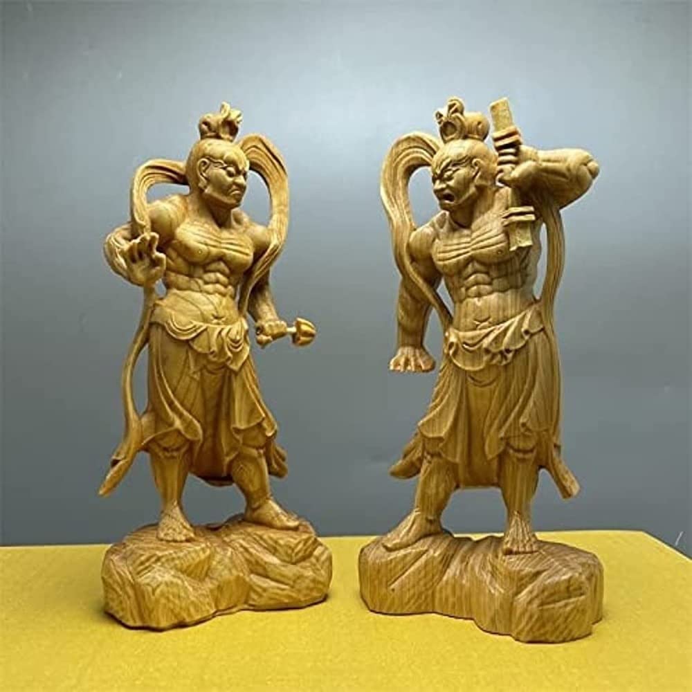 木彫り 仏像【仁王像(金剛力士)】桧木（ヒノキ）金剛力士像 二体一対