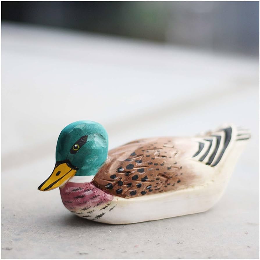 Amazon.co.jp: 鴨の置物 かわいい 木彫り インテリア雑貨 ダック 置物