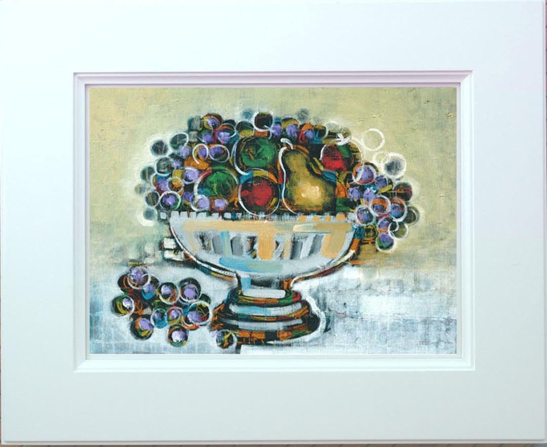 絵画インテリア 額付(白) 油絵 uF6-061304 静物 フルーツ 絵画