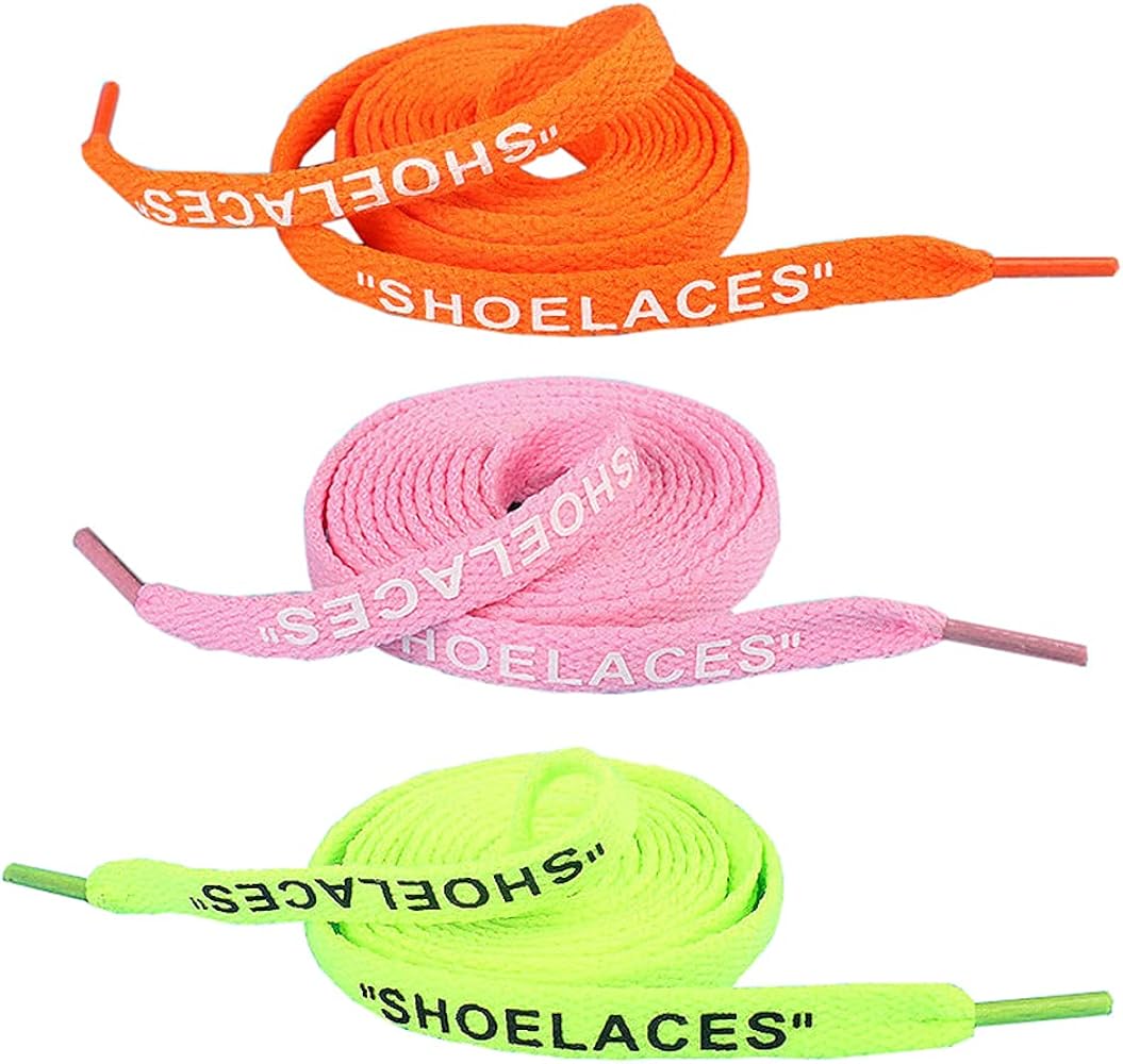 Amazon.com: Jurxy 3 Pairs Shoelaces Text Printed Flat Shoelaces