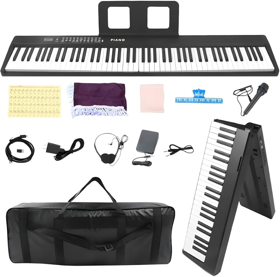 Amazon | Yumcute 電子ピアノ 88鍵盤 折りたたみ 2つ折り電子