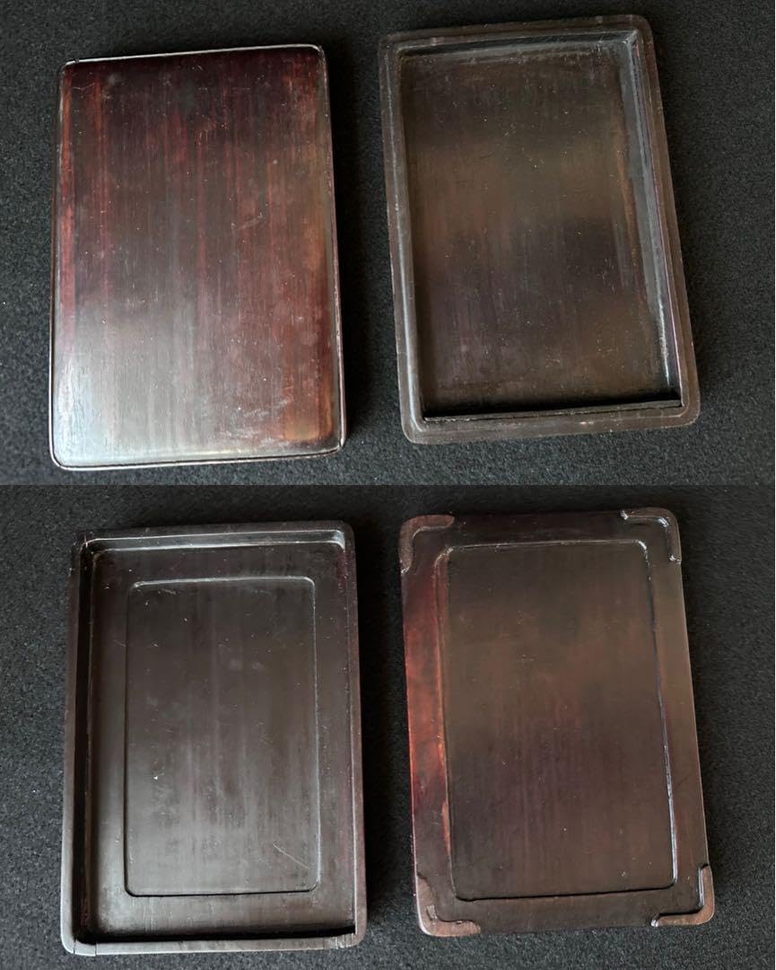 中国美術 端渓龍紋硯 重さ421g 唐木箱 書道具 文房具 細工 古美術 中国