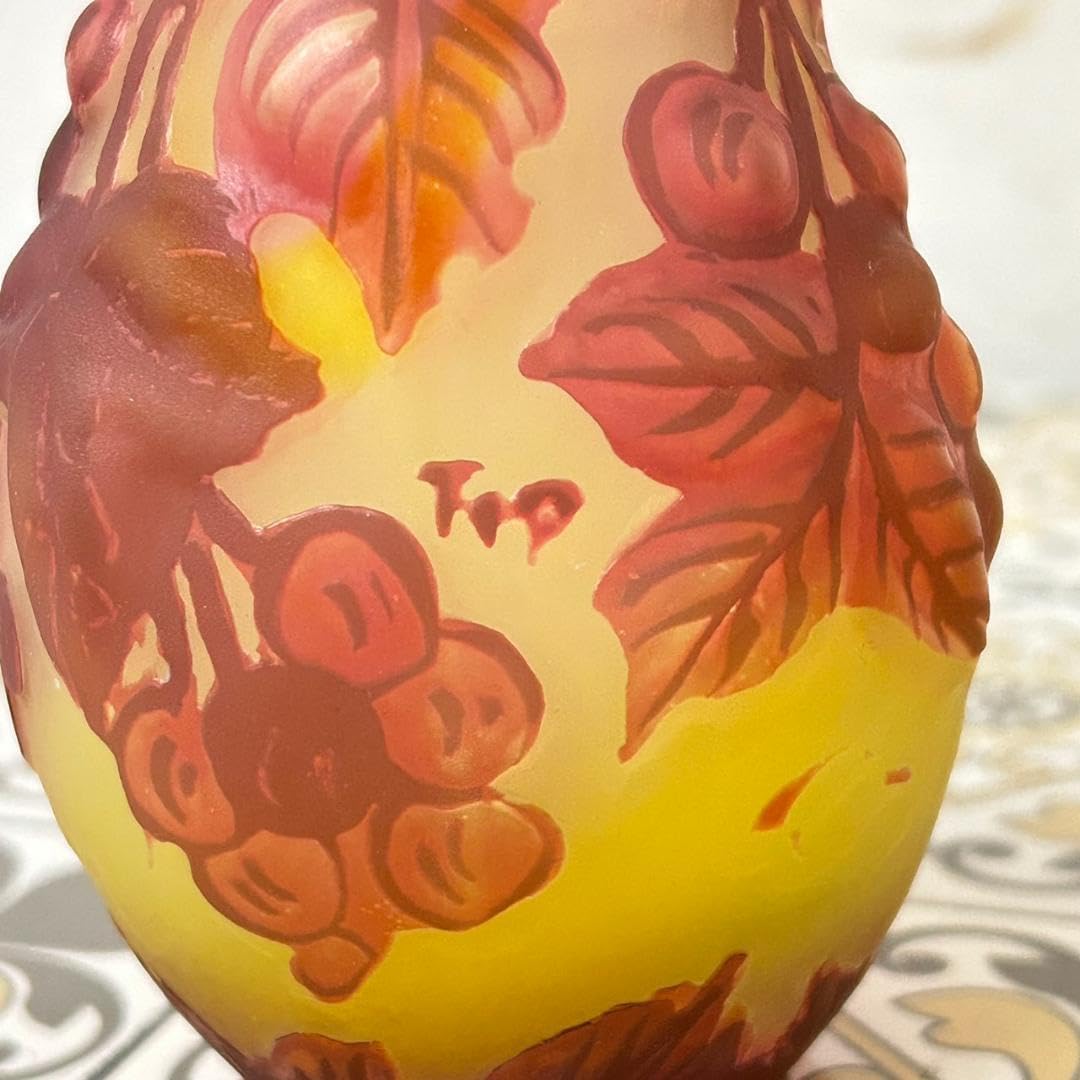 証明書】 エミール ガレ 特大 蜻蛉文 花器 花瓶 技法スフレ 被せガラス