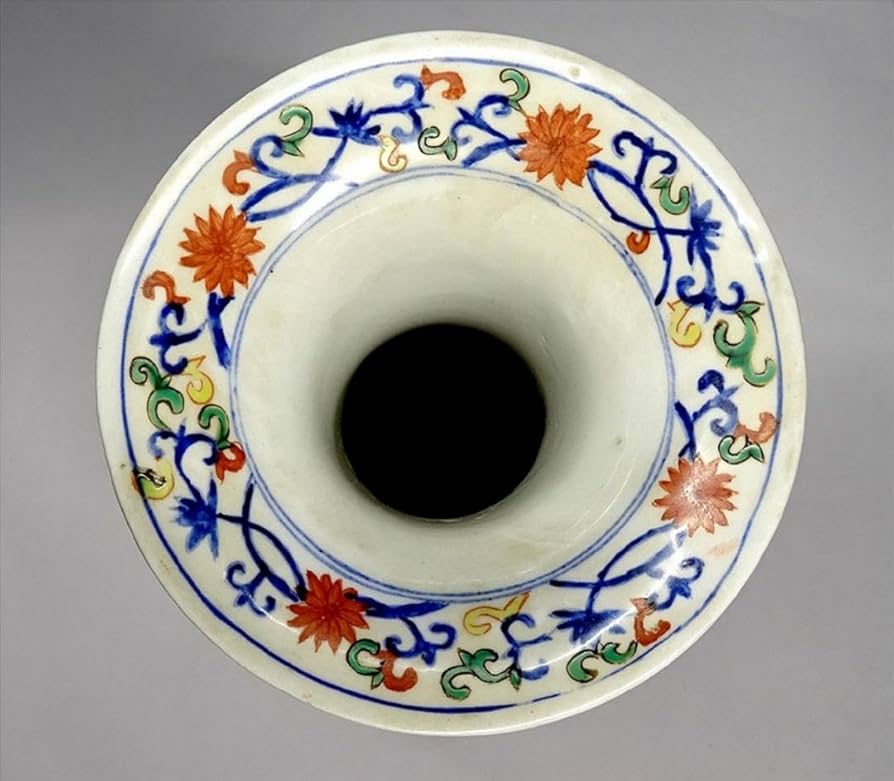 中国古玩 大明萬暦年製 彩色龍文花瓶 花器 花生 高さ約24cm x021515