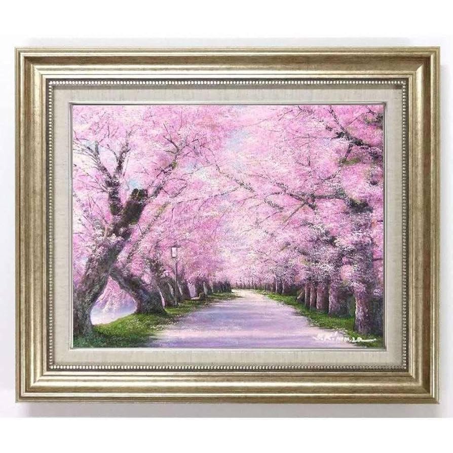 絵画 インテリア 絵 額付 (銀) 油絵 F4-080311 風景（畑と木） 絵画