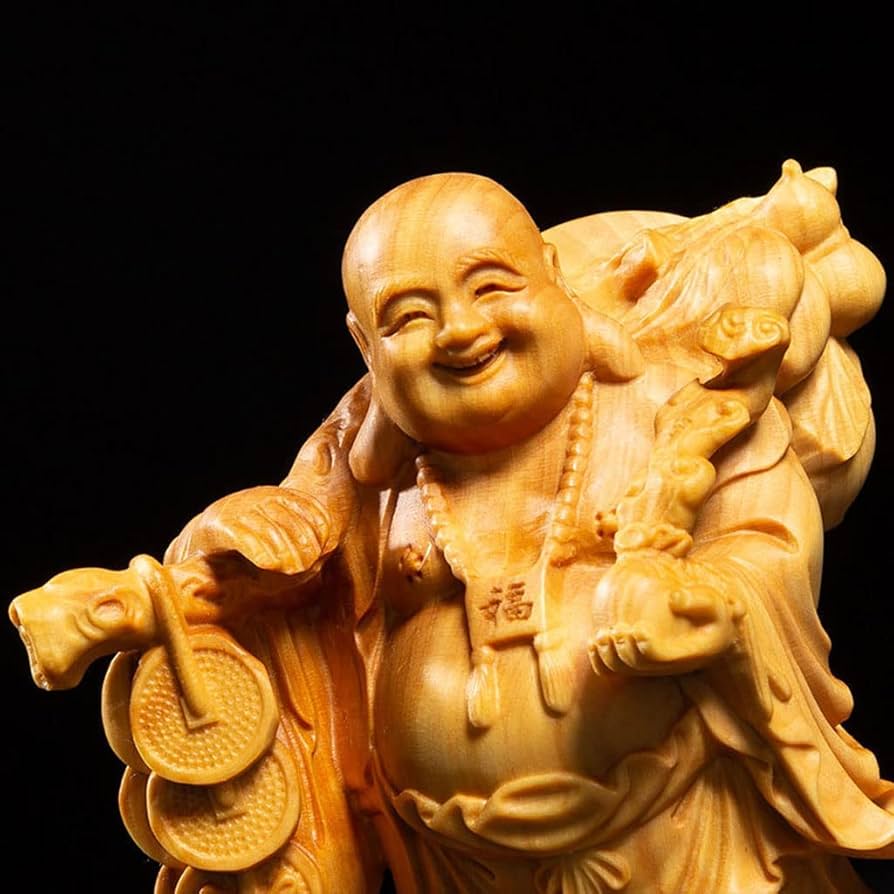 釈迦 置物 開運 仏像 七福神 高級天然木彫り 工芸品 極細工 美術品