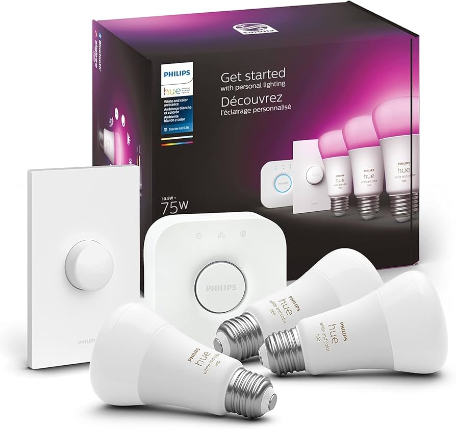 Philips Hue Smart Light Starter Kit - Includes (1) Bridge, (1