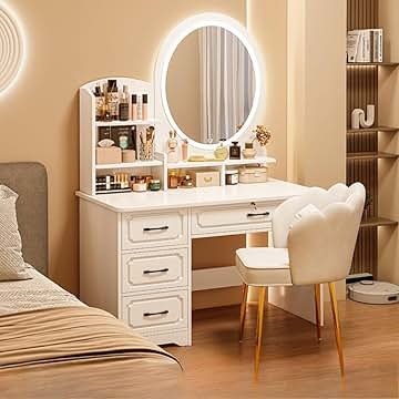 Amazon.co.jp: ドレッサー 丸い鏡 大人気❣️ドレッサー⭐️丸鏡 40