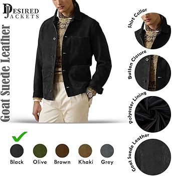 Suede Leather Jacket Men – Real Lambskin Suede Casual Leather