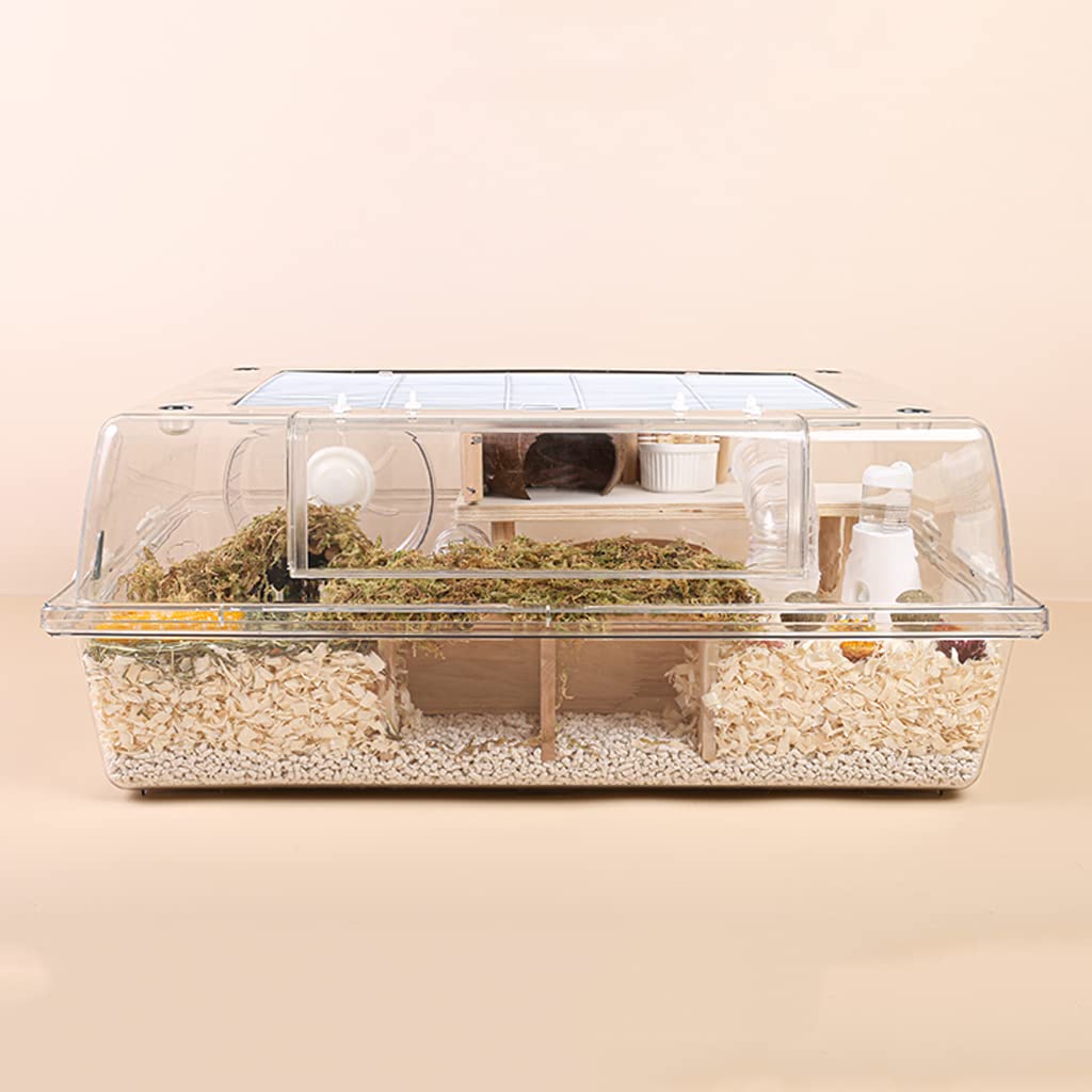 Amazon | 完全に透明なアクリルハムスターケージ、両開きドア小動物の