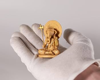 Amazon.co.jp: 極小仏 歓喜天 単身坐像 5.8cm（木製：ツゲ 金泥仕上