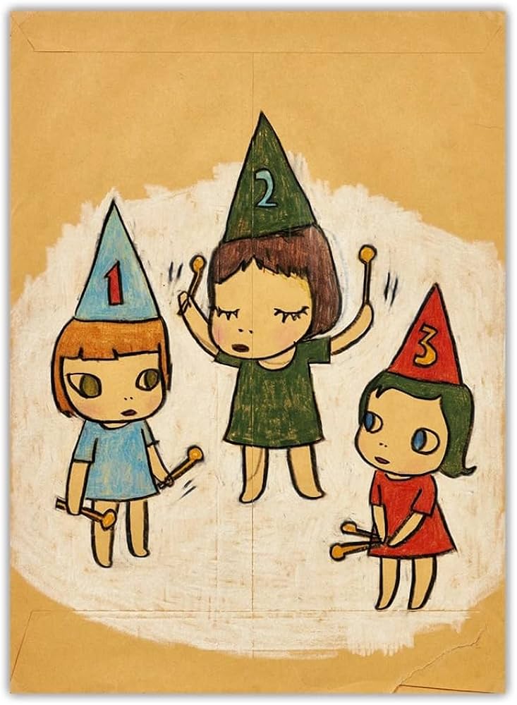 Amazon.co.jp: 奈良美智ポスター 奈良美智 版画《123 Drumming Girls