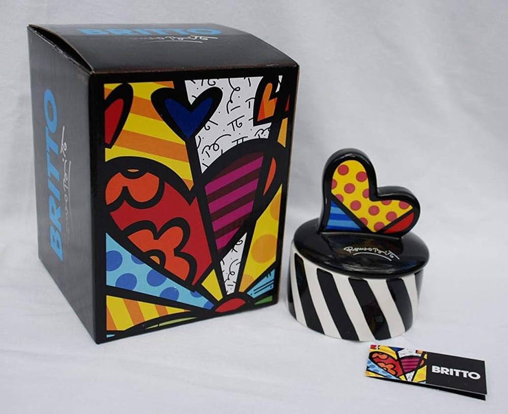 ROMERO BRITTO ハート型貯金箱 Britto Heart Design Money Bank - Artreco