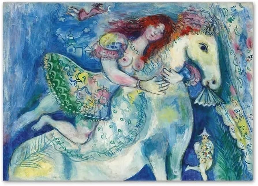 真作】シャガール「赤い馬の女曲馬師」リトポスター 画廊シール有り